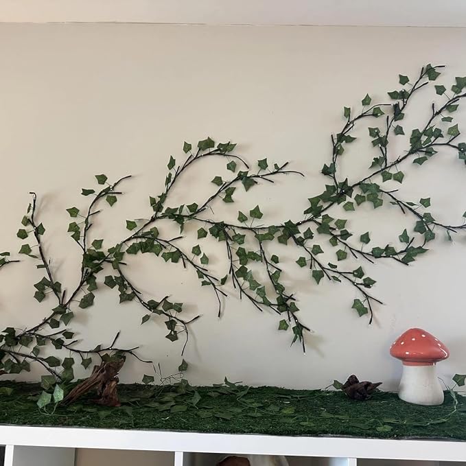 NIDISETPJAS Enchanted Willow Vine Lights with Ivy Vine, 18 Branches 144 LEDs Ivy Garland for Bedroom, Wall, Garden, Party, Wedding, Room Decor (Ivy Vine)