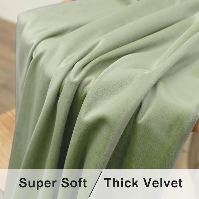 Sage Green Velvet Curtains 72 Inch Length for Mater Bedroom Boys Playroom Gamer Gaming Room Darkening Light Blocking Drape for Living Room Office Rustic Boho Vintage Luxury Home Decor Back Tab 2 Panel