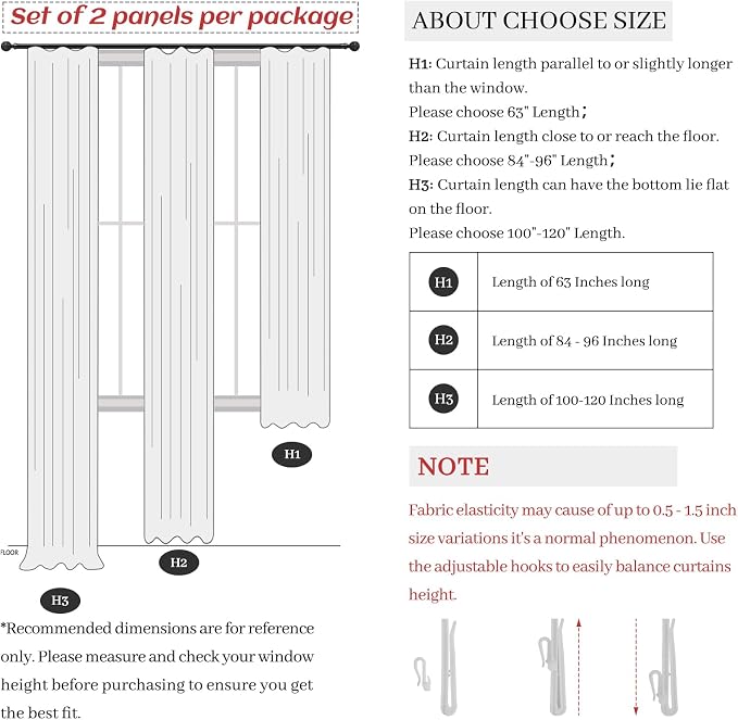 PleatedDrapes 102 Inch Long Curtains for Living/Dining Room, Elegant Pinch Pleated Linen Curtain 102 inches Light Filter Privacy That Let Light in Cortinas para Sala Modernas 2 Panels Set Beige White