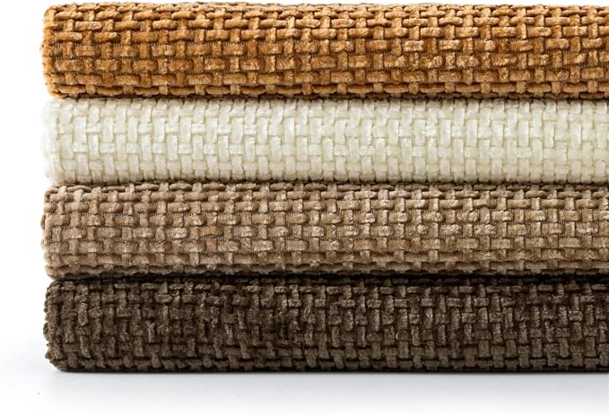 MIULEE Pack of 4 Brown Couch Throw Pillow Covers 22x22 Inch Soft Decorative Chenille Pillows Farmhouse Accent Cushions for Boho Fall Home Decor Sofa Bedroom Living Room