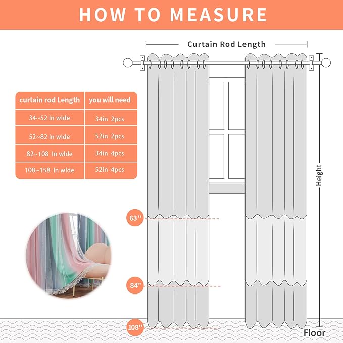 XiDi Purple Grey Green 90 Inches Blackout Curtains for Girls Bedroom 2 Panels Set, Rainbow Curtains for Kids Room Decor, Unicorn Wall Decals Grommet Drapes for Little Girl Nursery Room 34 Inches Wide