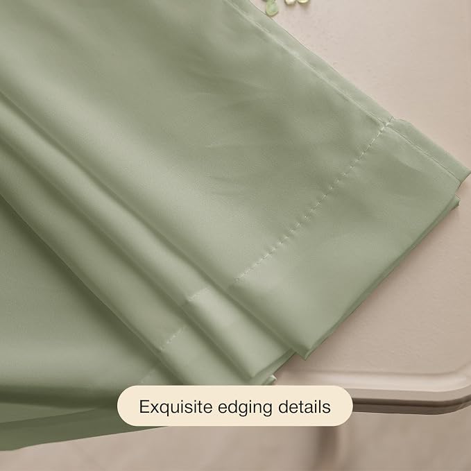 Anmao Non-See-Through Sage Green Privacy Semi Sheer Curtains for Living Room 54 Inch Length 2 Panels Set, Light Filtering That Let Light in Rod Pocket Window Drapes for Bedroom, 40W x 54L, Sage