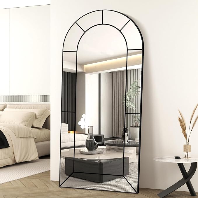 Wall Mirror,Full Length Floor, Window Pane Mirror for Living Room Decor, Decorative Wall Art, Large Wall for Bedroom, Hallway, Living Room Arch-65"X28"