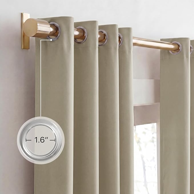 NICETOWN 100% Blackout Curtain Panels 84 inch Long for Living Room, Cream, 2 Panels, Thermal Insulated Farmhouse Blackout Window Drapes for Bedroom