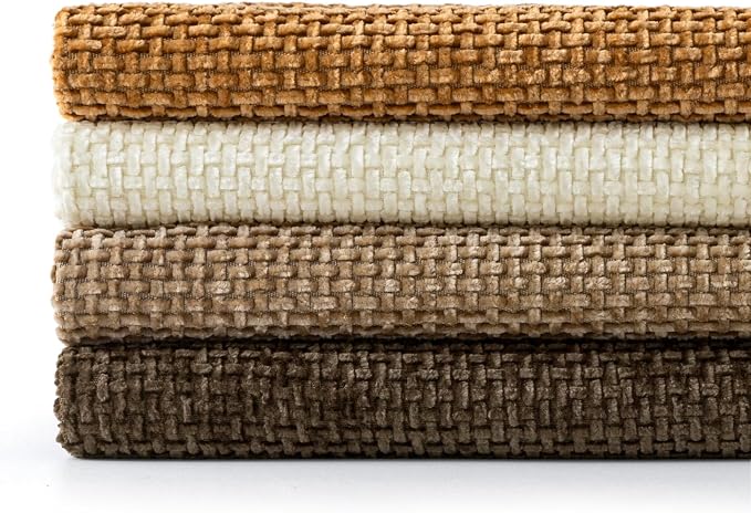 MIULEE Pack of 4 Brown Couch Throw Pillow Covers 18x18 Inch Soft Decorative Chenille Pillows Farmhouse Accent Cushions for Boho Fall Home Decor Sofa Bedroom Living Room
