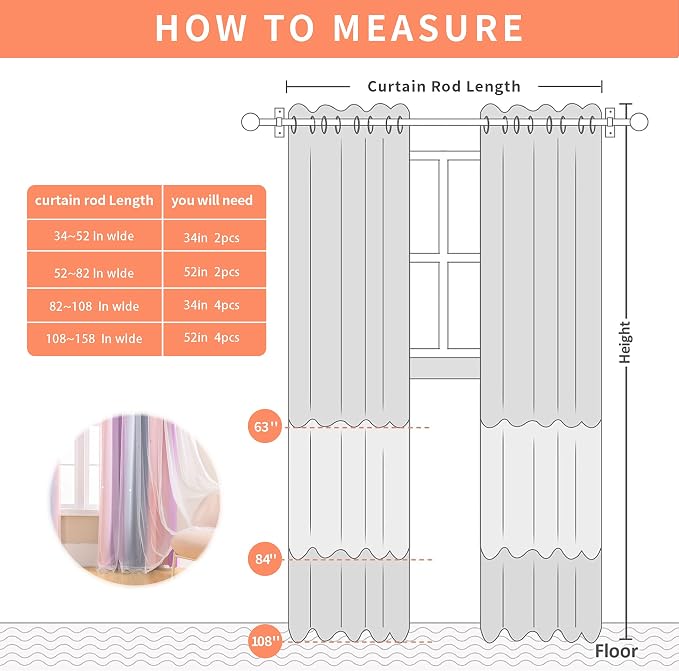 XiDi Girls Curtains for Bedroom 90 Inches Long 2 Panels Grey Pink Purple Rainbow Blackout Curtains for Little Girl Kids Room Decor Living Room, Princess Unicorn Wall Decals Drapes 52x90