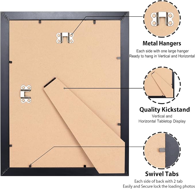 LaVie Home 8x10 Picture Frame, 8 x 10 Frame Display Pictures 5x7 with Mat or 8x10 Without Mat, Stable and Sturdy Black Frame and Polished Plexiglass, Horizontal and Vertical Format of The Walls, 1 Pc