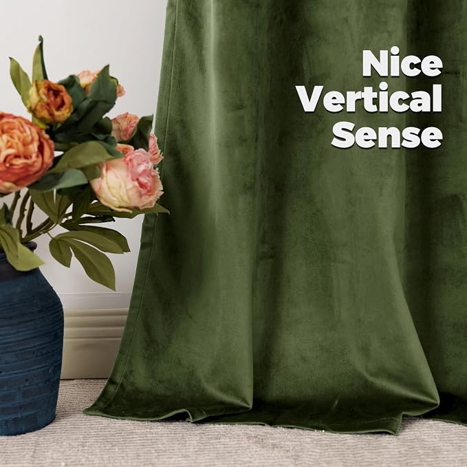 BGment Dark Green Velvet Curtains for Living Room, Luxury Vintage Heavy Velvet Blackout Curtains Soft Room Darkening Drapes with Back Tab Rod Pocket for Bedroom, Set of 2 Panels, 52 x 90 Inch