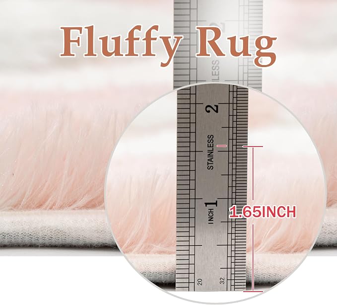 PureCozy Checkered Rug 6x9 Fluffy Shag Living Room Pink Area Rug Modern Washable Carpet Soft Shaggy Non Slip Indoor Plush Fuzzy Rugs for Bedroom Dorm Office Home Aesthetic Decor