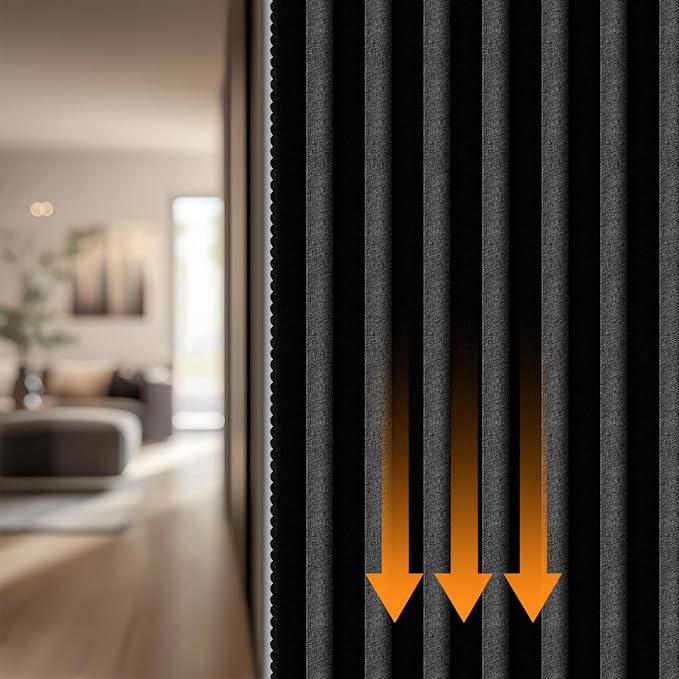 AJAZZ Blackout Accordion Door Invisible Accordion Doors Interior Magnetic Door Curtain for Bedroom Living Room Doorway Curtain Sets Included Rod (1 Pack, 43W x 78 L, Black)