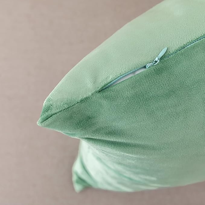 NiNi ALL Decorative Throw Pillow Covers Pack of 2, Velvet Cushion Case for Couch Bedroom Living Room Outdoor, Pillow Covers 16x16 Inch(40 x 40 cm) Sage Green
