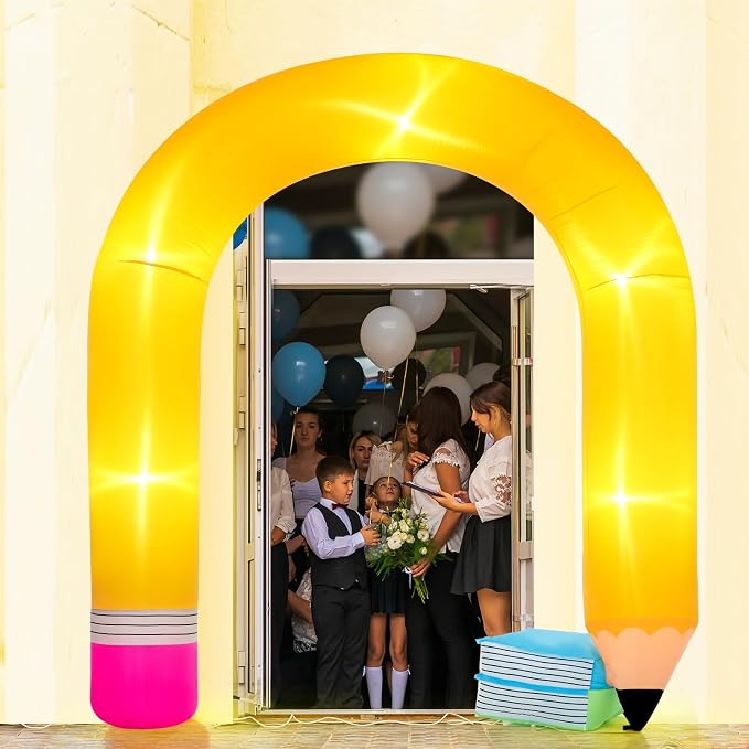 Shappy 9ft Pencil Back to School Inflatables Arch Kindergarten Preschool Graduation Decoration Blow up Pencil Outdoor Decor with LED Lights for 2026 Party Lawn Yard Garden Backdrop Photo Props Decor