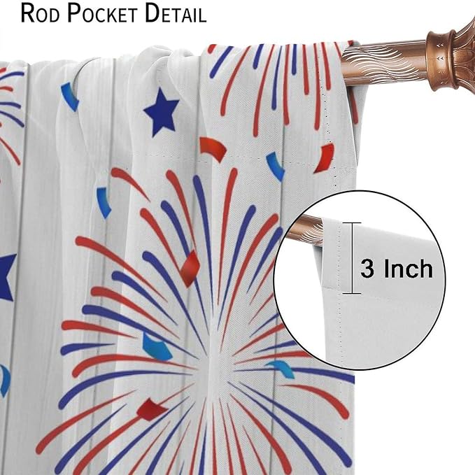 4th of July Curtain,American Flag Red Truck Independence Day Drapes for Bedroom Living Room Kitchen Window Treatment 2 Panels Set Total Size 52" W X 84" L Inch