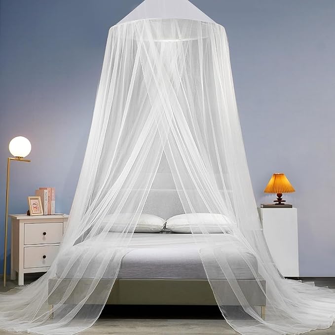 Princess Decor Canopy for Kids Bed, Soft and Durable Bed Canopy for Girls Room Tent Canopy Dreamy Mosquito Net Bedding, Children Reading Nook Canopies Indoor (White net)