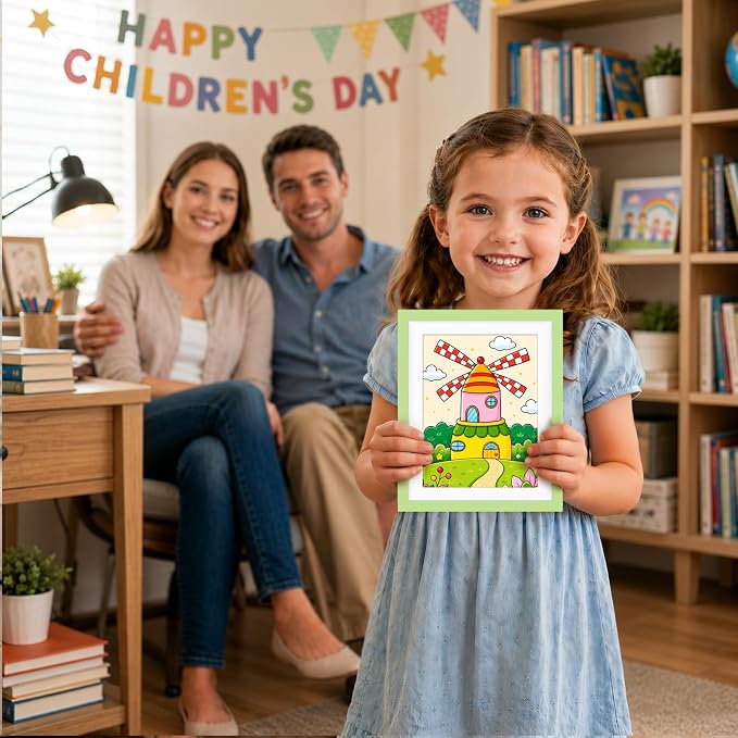 KINLINK 10x12.5 Kids Art Frame 2 Pack, Solid Wood Artwork Frames Changeable, Front Opening Hold 150 Pictures, Art Frames for Kids Artwork, 8.5x11 with Mat 10x12.5 without Mat, Picture Frames Light Green