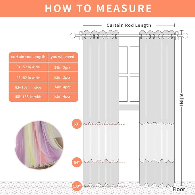 XiDi Girls Curtains for Bedroom 63 Inch Length 2 Panels Pink Yellow Purple Rainbow Blackout Curtains for Little Girl Kids Room Decor Living Room, Princess Unicorn Wall Decals Grommet Drapes 52x63
