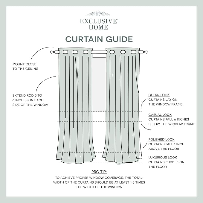 TOWN & COUNTRY LUXE Talia Double Layer Indoor Curtains, Sheer and Room Darkening Blackout, Grommet Top, Energy Efficient, 2-Pack Set, 52"x63", Turquoise