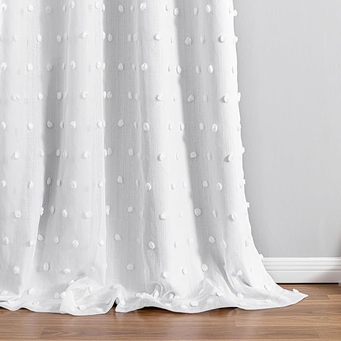 MYSKY HOME 100% White Blackout Curtains for Girls Bedroom 90 Inch Long Total Light Blocking Curtains for Living Room 2 Panels Room Darkening Back Tab Window Drapes with White Pom Pom Sheer 52W x 90L
