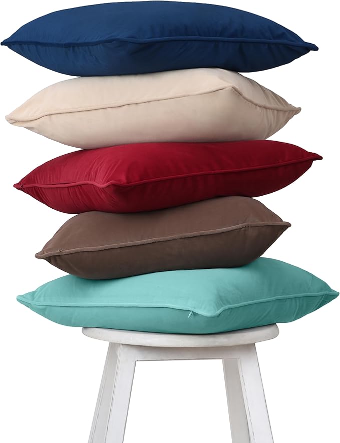 A1HC Set of 2 Luxurious Fine Soft Velvet Throw Pillow Covers Only, for Sofas, Beds, Vibrant Colors and Hidden Zipper. Enhance Your Living Space with Decorative Couch Pillow 18"x18", Royal Blue