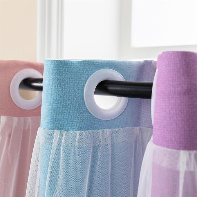 Cute Star Blackout Curtains for Girls Bedroom, Princess Curtains, W52X L72 | 2 Panels Pink Purple Thick Grommet Top Star Cutout Curtains, Double Layer Nursery Kids Curtains, Aesthetic Living Room Decor