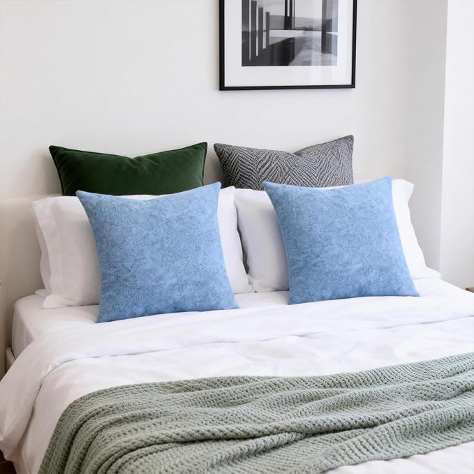 Throw Pillows with Inserts Included, 18x18 Couch Pillows,Throw Pillows for Couch,Blue,2 Pack.