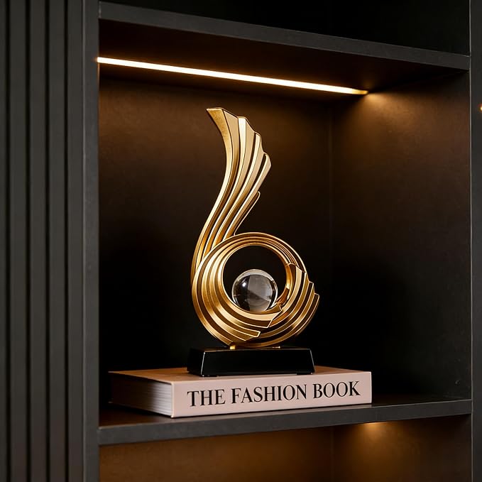 AWNR Gold Abstract Digit Statue Accent Decor, Adornos para Sala Modernos Shelf Decor Aesthetic for Coffee Table, Modern Home, TV Stand, Men's Bedroom, Coffee Table, Console Table (Abstract 6)