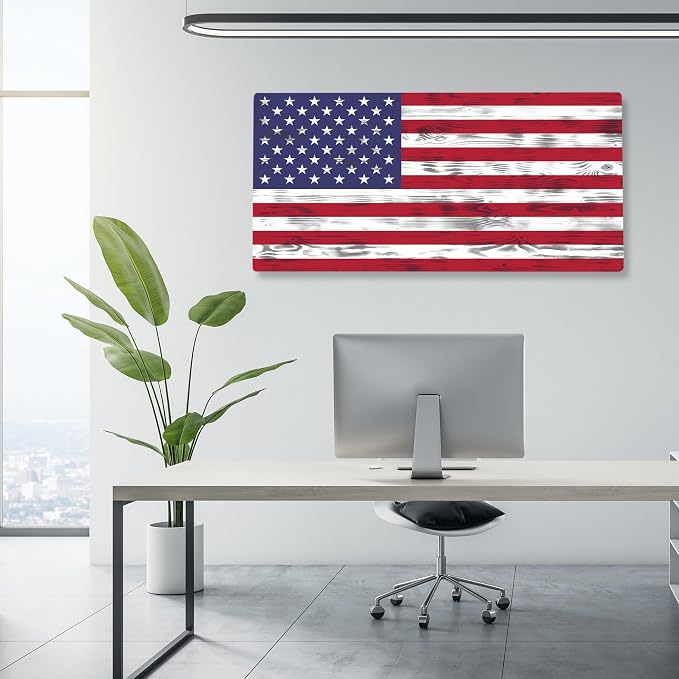 CornholeAce USA Flag - Premium Wood American Flag Wall Art – UV Printed on Baltic Birch Plywood (47.75" x 23.75") – Easy-Mount | Made in USA