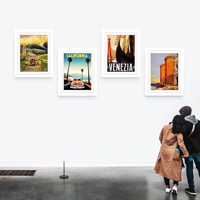 Picrit 22x28 Frame 3 Pack, White Poster Frame, Display Poster 18 x 24 with Mat or 22 x 28 without Mat for Horizontal or Vertical Wall Mounting