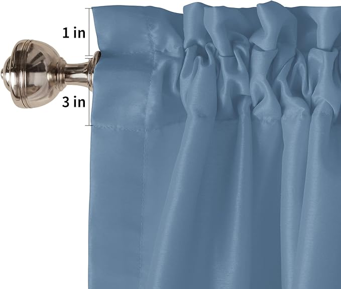 45 Inch Long Tier Curtains for Kitchen, Solid Color RoyalBlue Bathroom Window Curtains Rod Pocket Short Curtains Window Treatment Tiers for Living Room Farmhouse 2 Panels