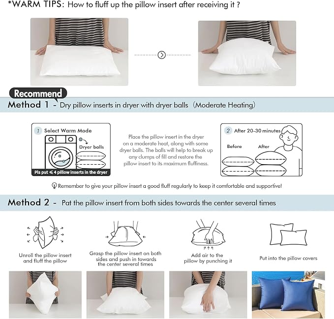 MIULEE 18x18 Outdoor Pillows, Pack of 4 Water Resistant Waterproof Pillow Inserts Decorative Stuffer for Sofa Couch Patio and Garden