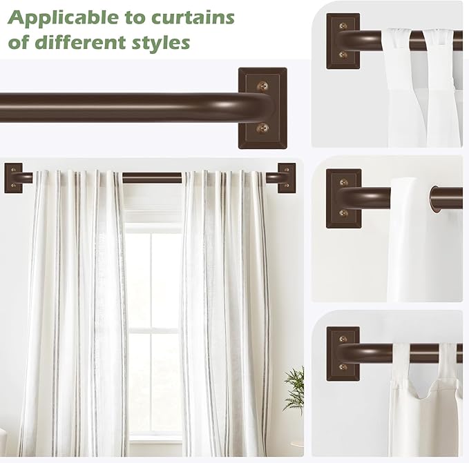 TVWOO Bronze Wrap Around Curtain Rods 66 to 120:Blackout Adjustable Window Curtain Rod,Room Darkening Heavy Duty Curved French Metal Single Drapery Rods for Bedroom Kitchen Easy Install,Antique Bronze