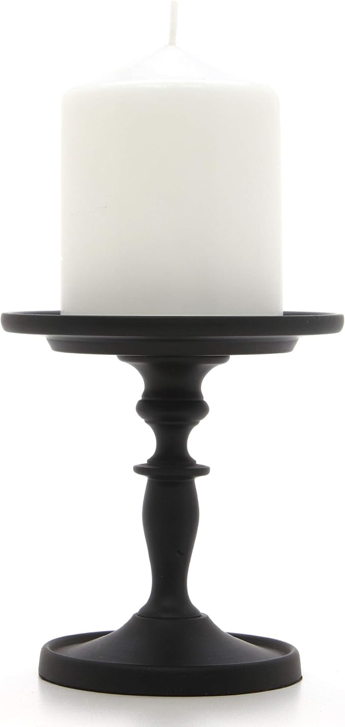 Hosley Set of 2 Black Pillar Holder 4.75 Inch High. Ideal Gift for Wedding Party Special Occasion or as a Candle Holder. W1