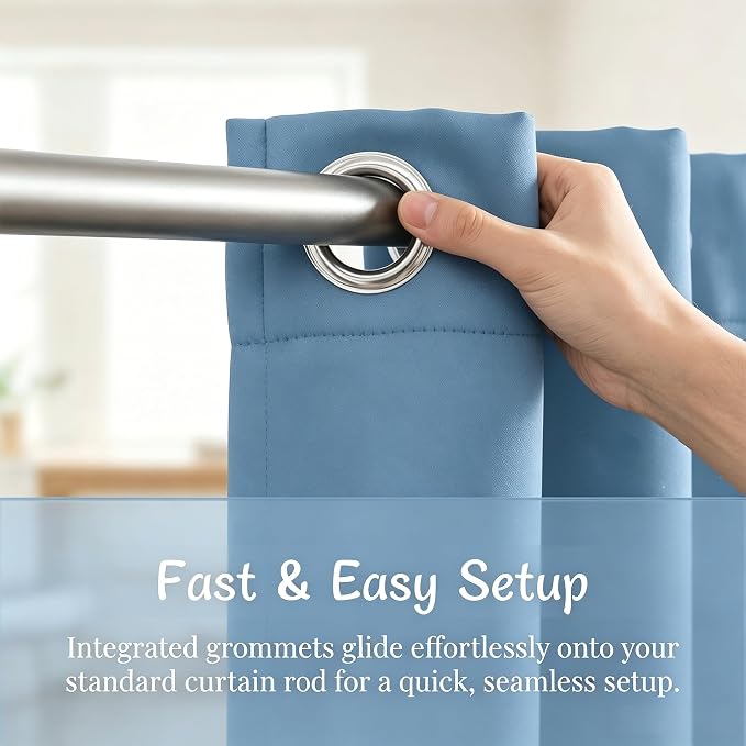 Star Cutout Blackout Curtains Double Layer Curtains with Durable Sheer Curtains for Bedroom Thermal Insulated Window Treatment Set with 2 Free Tiebacks (52Wx72L 2 Panels Stone Blue)