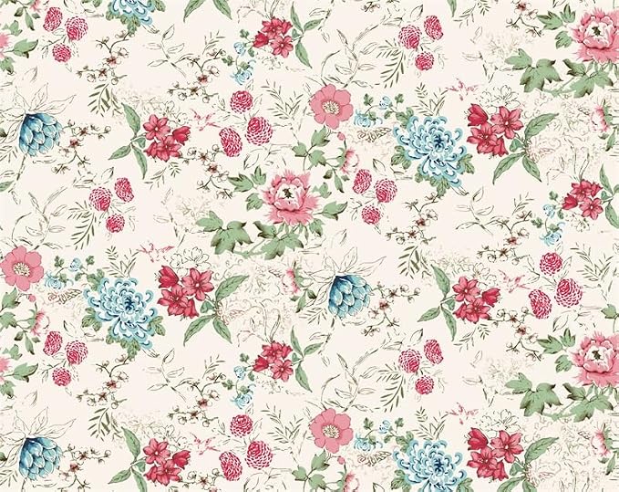 Renaiss Boho Flower Blackout Curtains Wild Blue Pink Floral Thermal Insulated Window Drapes for Bedroom 53W x 108L inches 2 Panel Set Beige Window Curtain Panels for Kitchen