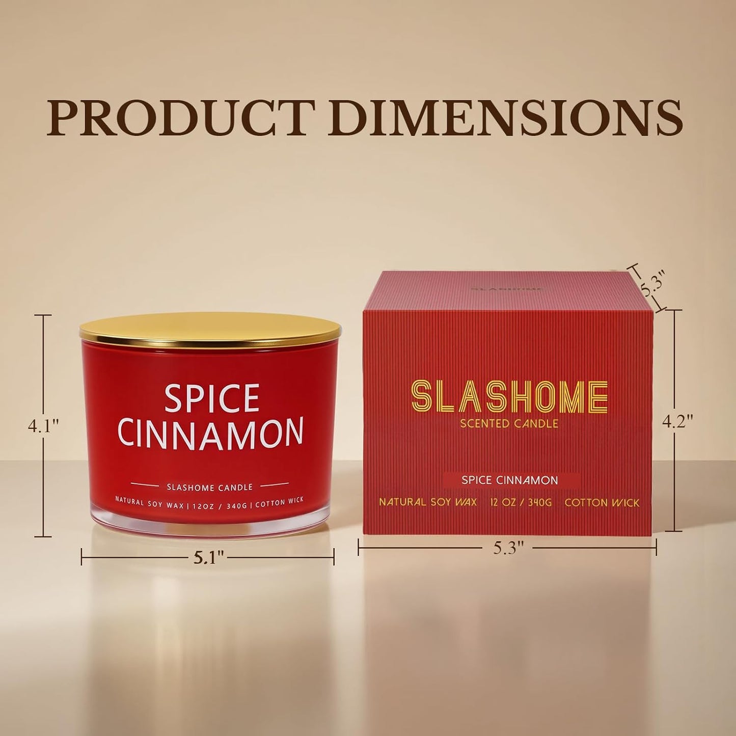 Cinnamon Spice Fall Candle, Large 3 Wick 12oz Luxury Candle, Elegant Autumn Gift for Women & Men, 60+ Hour Burn Time & Non-Toxic, Cozy Fall & Halloween Home Decor