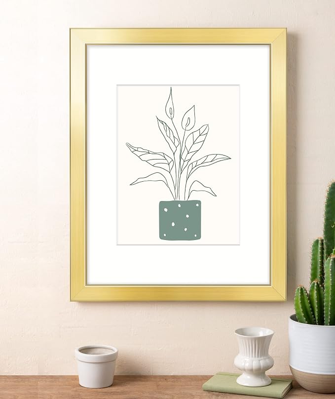 LaVie Home 14x18 Picture Frame Gold Poster Frame,Display Pictures 12x16 with Mat or 14x18 Without Mat, Stable and Sturdy Frame and Polished Plexiglass, Horizontal and Vertical Format of The Walls
