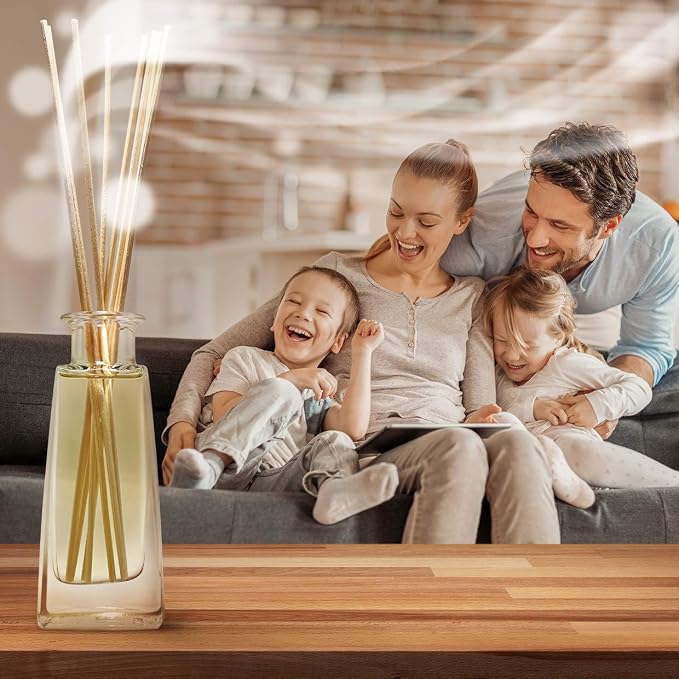 Reed Diffuser with Natural Essential Oil Lavender 3.4 Fl Oz - Lavanda Diffuser - Scented Reed Diffuser - Gift Set w/Bamboo Sticks - Best for Aromatherapy - Home - Office - Fitness