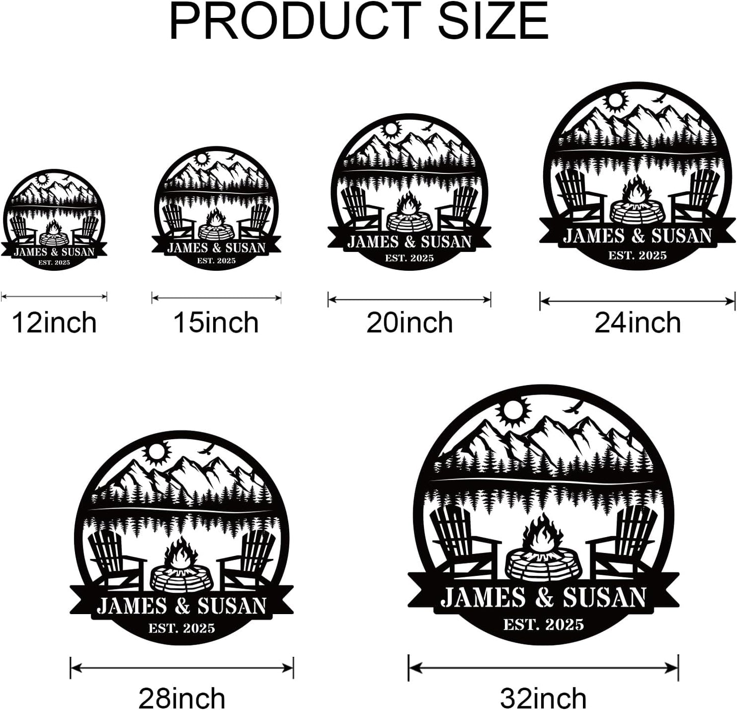 Personalized Camping Signs Custom Outdoor Campfire Metal Sign Custom Mountain Campfire Sign Family Name Sign Personalized Camping Gifts Fire Pit Cabin Campsite Sign(Campfire)