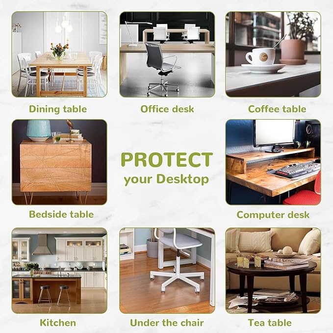 18 x 51 Inch Clear Table Cover Protector, Clear Desk Mat, Table Protector, 1.5mm Plastic Table Cover, Vinyl Table Protector, Desk Mats
