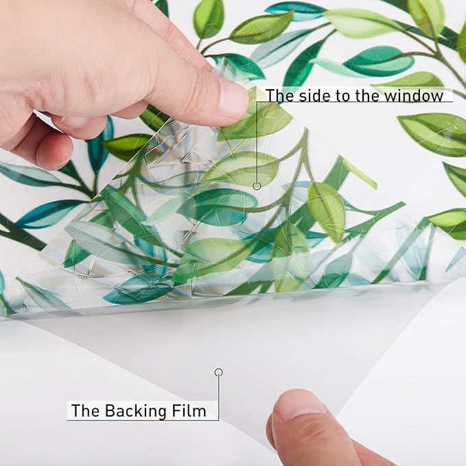 Donox Window Privacy Film, 3D Decorative Window Vinyl Decorative Stained Glass Window Film, Anti-UV Sun Blocker Heat Control for Home, 45.2 Inch x 13.1 Feet (with Installation Tool)