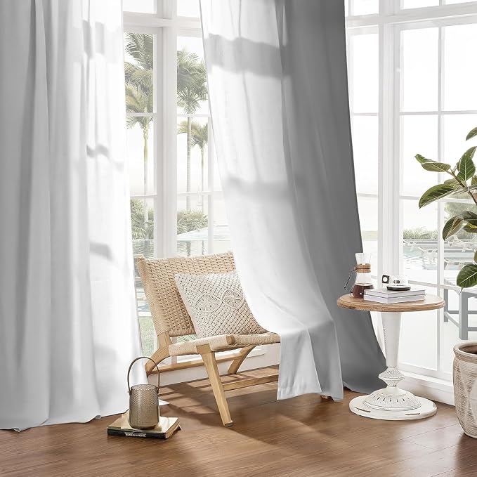 Grey and Grayish White Curtains for Living Room 84 Inch Length Ombre Curtains 2 Panel Bedroom Gray Curtains Rod Pocket Light Filtering Window Curtain Modern Gradient Drapes