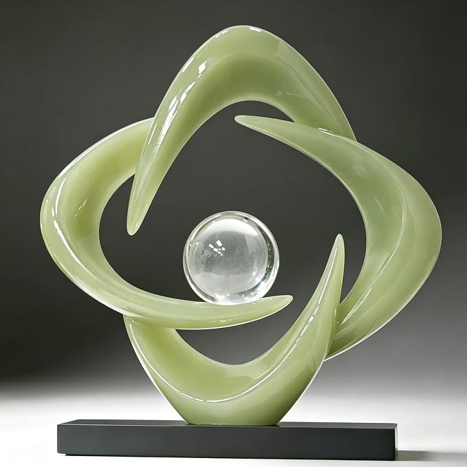 AWNR Gold Abstract Sculpture House Decor Aesthetic - Home Décor Accents for Nightstand, Shelves, Dining Room, Entryway Table, Office, Desk Accessories (Green C)