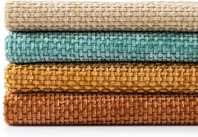MIULEE Pack of 4 Orange/Teal Couch Throw Pillow Covers 20x20 Inch Yellow Green Soft Decorative Chenille Pillows Farmhouse Accent Cushions for Boho Fall Home Decor Sofa Bedroom Living Room