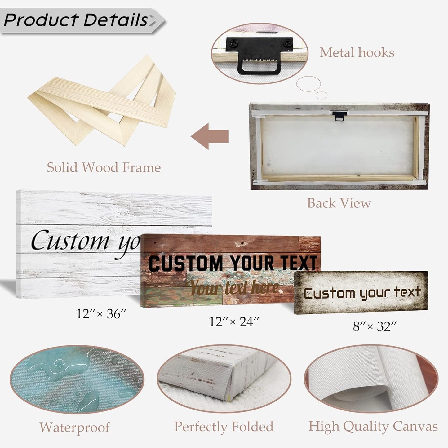 LZIMU Custom Signs for Wall Personalized Canvas Prints Sign with Your Text Customized Family Sign Wall Art for Rustic Farmhouse Home Decor (10"x20")