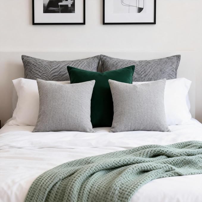 18x18 Pillows,Decorative Pillows for Couch,Living Room Pillow,Grey Throw Pillow,2 Pack.
