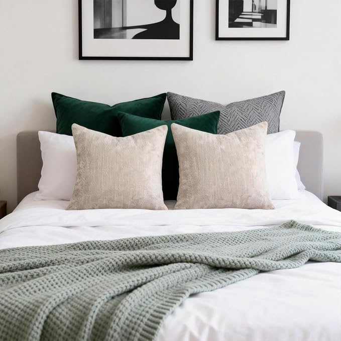 Small Throw Pillow 18x18,Couch Pillows,Velvet Throw Pillow for Bed and Couch,Set of 2,Gray