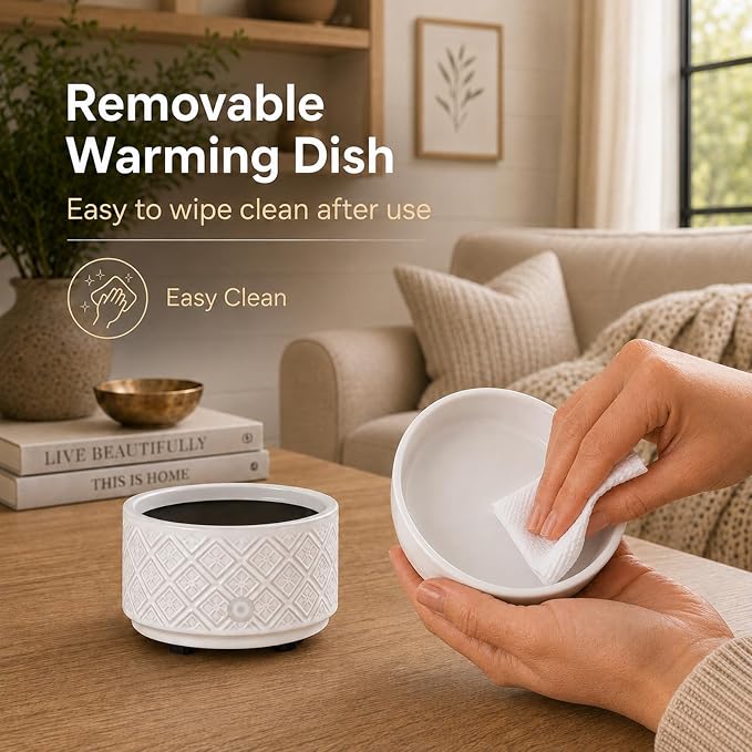 Wax Melt Warmer for Scented Wax,3-in-1Ceramic Wax Warmer Fragrances Candle Oils, Home Fragrance Burner,Electric Candle Warmer Perfect Christmas Gifts for Mom Women(White)