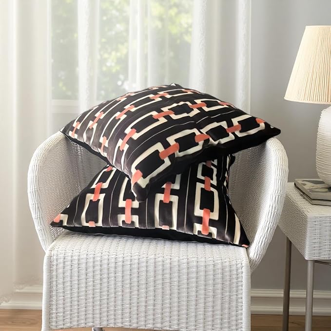 Living Room Decor Couch Throw Pillow Covers with Square 18 * 18 Set of 2 for Cozy Home Bed and Textured Velvet (Gray Coffee)