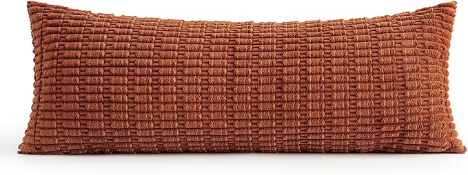MIULEE Fall Pack of 1 Fall Dark Rust Long Body Lumbar Decorative Throw Pillow Cover 14x36 Inch for Bed Couch Sofa Living Room Soft Boho Pillow Cover Modern Farmhouse Home Decor