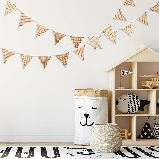 Oudain 2 Pcs Pennant Banner Flags Nursery Garland Triangle Bunting Flags Playroom Wall Decor Banner for Nursery Baby Shower Birthday Boho Wedding Party Event, Each 7.75 ft(Vivid Color)